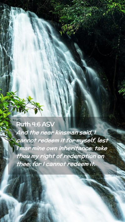 Picture 02 - Ruth 4:6 ASV Mobile Phone Wallpaper - And the near kinsman said, I cannot redeem it for - Mobile Bible Verse Wallpaper