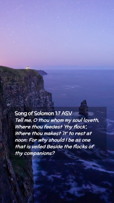 Picture 02 - Song of Solomon 1:7 ASV Mobile Phone Wallpaper - Tell me, O thou whom my soul loveth, Where thou - Mobile Bible Verse Wallpaper