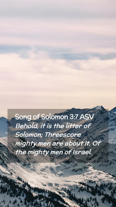 Picture 02 - Song of Solomon 3:7 ASV Mobile Phone Wallpaper - Behold, it is the litter of Solomon; Threescore - Mobile Bible Verse Wallpaper