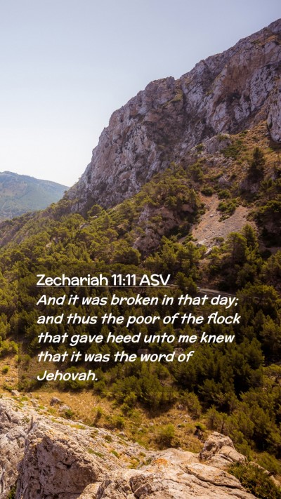 Picture 02 - Zechariah 11:11 ASV Mobile Phone Wallpaper - And it was broken in that day; and thus the poor - Mobile Bible Verse Wallpaper