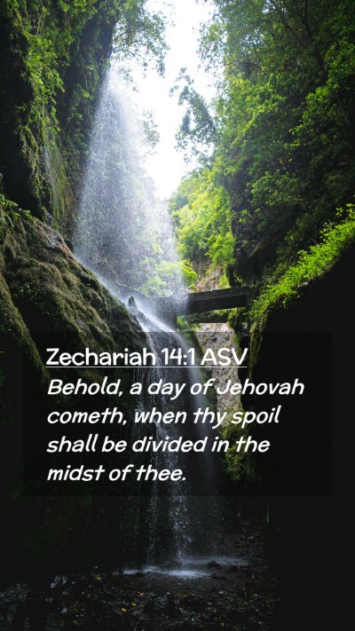 Picture 02 - Zechariah 14:1 ASV Mobile Phone Wallpaper - Behold, a day of Jehovah cometh, when thy spoil - Mobile Bible Verse Wallpaper