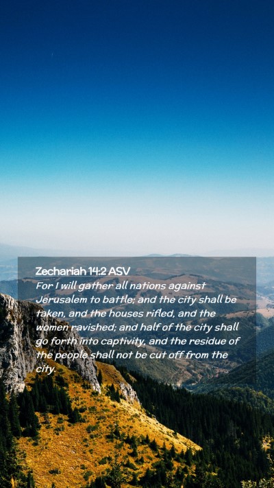 Picture 02 - Zechariah 14:2 ASV Mobile Phone Wallpaper - For I will gather all nations against Jerusalem - Mobile Bible Verse Wallpaper