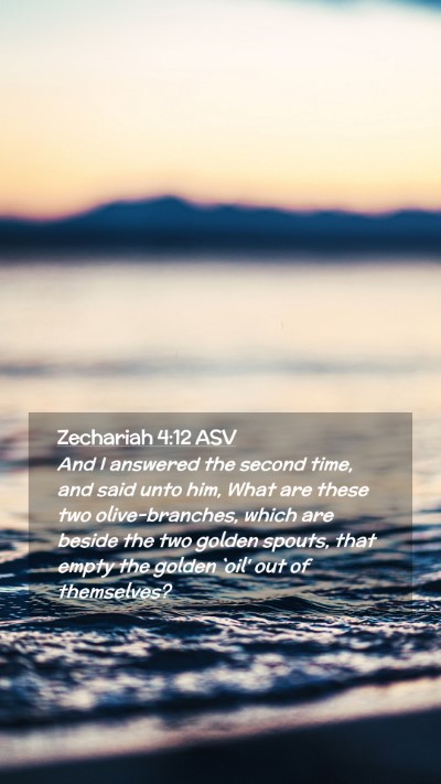 Picture 02 - Zechariah 4:12 ASV Mobile Phone Wallpaper - And I answered the second time, and said unto - Mobile Bible Verse Wallpaper