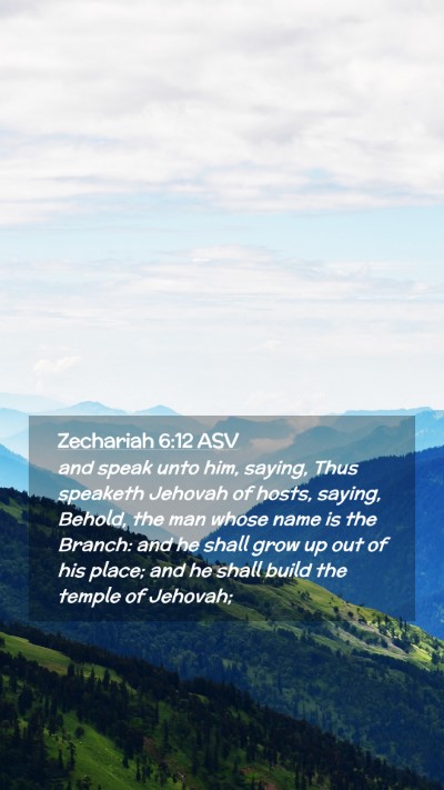 Picture 02 - Zechariah 6:12 ASV Mobile Phone Wallpaper - and speak unto him, saying, Thus speaketh Jehovah - Mobile Bible Verse Wallpaper