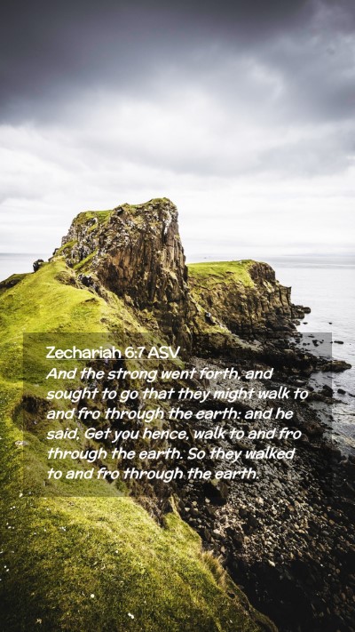 Picture 02 - Zechariah 6:7 ASV Mobile Phone Wallpaper - And the strong went forth, and sought to go that - Mobile Bible Verse Wallpaper