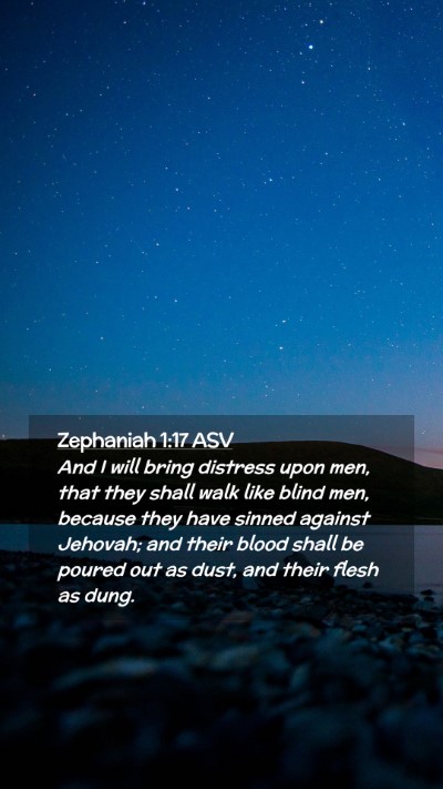Picture 02 - Zephaniah 1:17 ASV Mobile Phone Wallpaper - And I will bring distress upon men, that they - Mobile Bible Verse Wallpaper