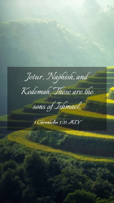 Picture 03 - 1 Chronicles 1:31 ASV Mobile Phone Wallpaper - Jetur, Naphish, and Kedemah. These are the sons - Mobile Bible Verse Wallpaper