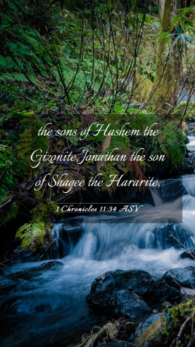 Picture 03 - 1 Chronicles 11:34 ASV Mobile Phone Wallpaper - the sons of Hashem the Gizonite, Jonathan the son - Mobile Bible Verse Wallpaper