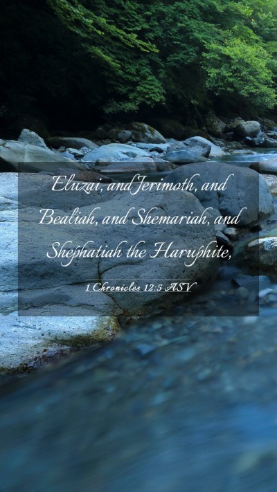 Picture 03 - 1 Chronicles 12:5 ASV Mobile Phone Wallpaper - Eluzai, and Jerimoth, and Bealiah, and Shemariah, - Mobile Bible Verse Wallpaper