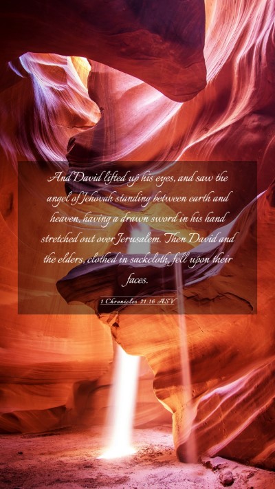 Picture 03 - 1 Chronicles 21:16 ASV Mobile Phone Wallpaper - And David lifted up his eyes, and saw the angel - Mobile Bible Verse Wallpaper