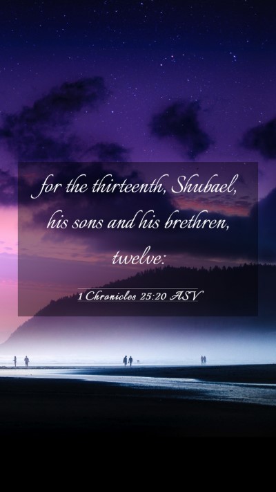 Picture 03 - 1 Chronicles 25:20 ASV Mobile Phone Wallpaper - for the thirteenth, Shubael, his sons and his - Mobile Bible Verse Wallpaper