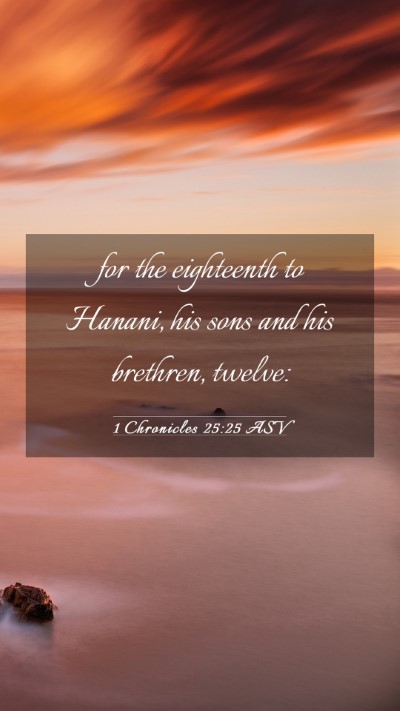 Picture 03 - 1 Chronicles 25:25 ASV Mobile Phone Wallpaper - for the eighteenth to Hanani, his sons and his - Mobile Bible Verse Wallpaper