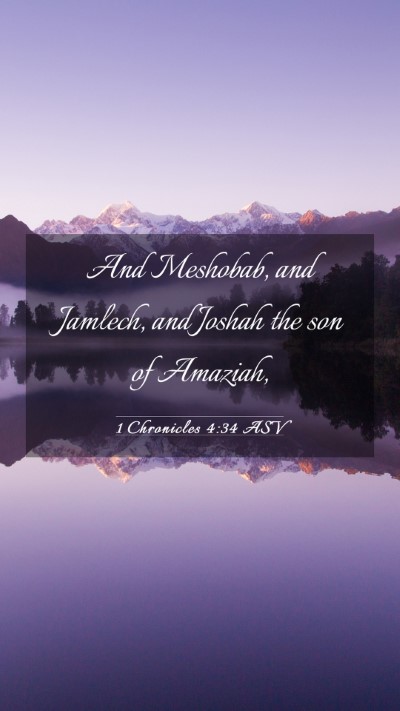 Picture 03 - 1 Chronicles 4:34 ASV Mobile Phone Wallpaper - And Meshobab, and Jamlech, and Joshah the son of - Mobile Bible Verse Wallpaper