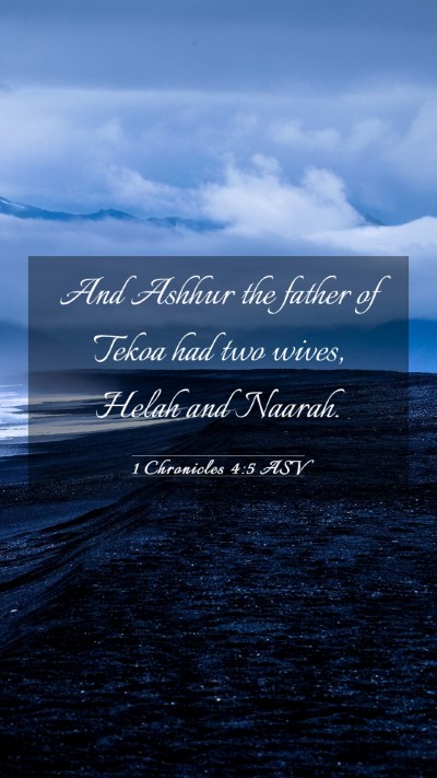 Picture 03 - 1 Chronicles 4:5 ASV Mobile Phone Wallpaper - And Ashhur the father of Tekoa had two wives, - Mobile Bible Verse Wallpaper