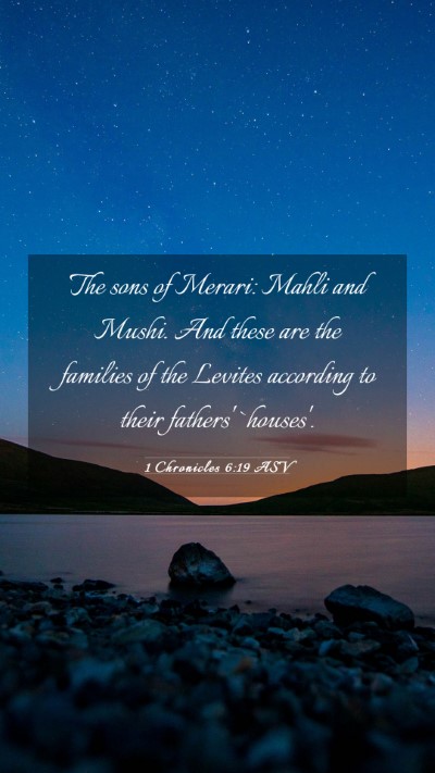 Picture 03 - 1 Chronicles 6:19 ASV Mobile Phone Wallpaper - The sons of Merari: Mahli and Mushi. And these - Mobile Bible Verse Wallpaper