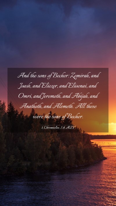 Picture 03 - 1 Chronicles 7:8 ASV Mobile Phone Wallpaper - And the sons of Becher: Zemirah, and Joash, and - Mobile Bible Verse Wallpaper