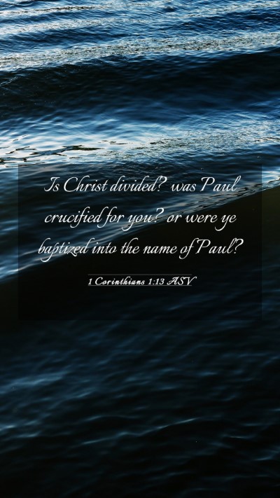 Picture 03 - 1 Corinthians 1:13 ASV Mobile Phone Wallpaper - Is Christ divided? was Paul crucified for you? or - Mobile Bible Verse Wallpaper