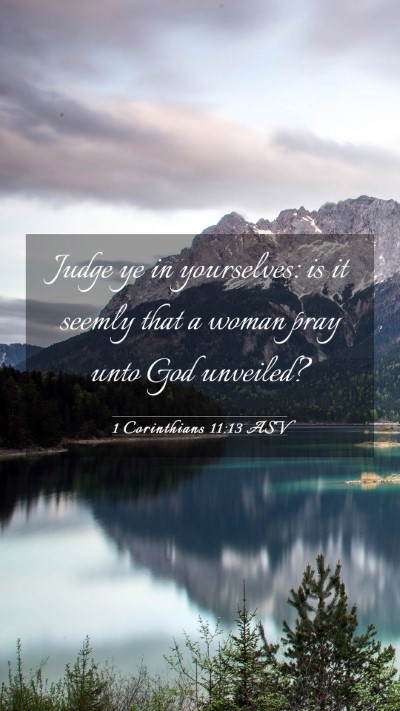 Picture 03 - 1 Corinthians 11:13 ASV Mobile Phone Wallpaper - Judge ye in yourselves: is it seemly that a woman - Mobile Bible Verse Wallpaper