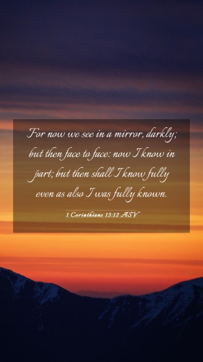 Picture 03 - 1 Corinthians 13:12 ASV Mobile Phone Wallpaper - For now we see in a mirror, darkly; but then face - Mobile Bible Verse Wallpaper