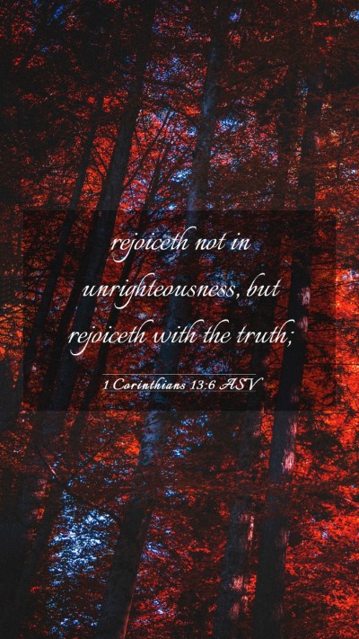 Picture 03 - 1 Corinthians 13:6 ASV Mobile Phone Wallpaper - rejoiceth not in unrighteousness, but rejoiceth - Mobile Bible Verse Wallpaper