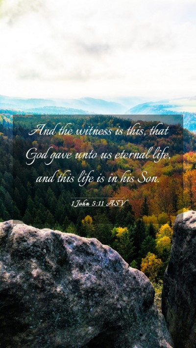 Picture 03 - 1 John 5:11 ASV Mobile Phone Wallpaper - And the witness is this, that God gave unto us - Mobile Bible Verse Wallpaper