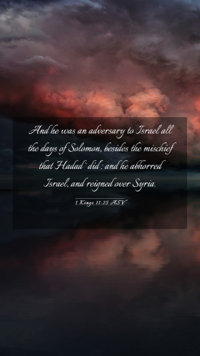 Picture 03 - 1 Kings 11:25 ASV Mobile Phone Wallpaper - And he was an adversary to Israel all the days of - Mobile Bible Verse Wallpaper