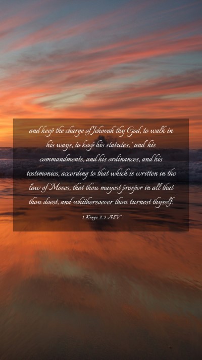 Picture 03 - 1 Kings 2:3 ASV Mobile Phone Wallpaper - and keep the charge of Jehovah thy God, to walk - Mobile Bible Verse Wallpaper