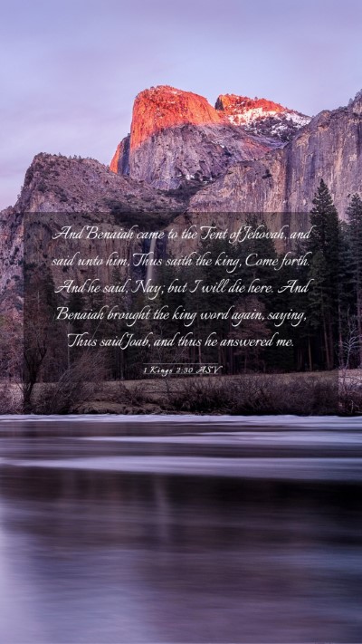 Picture 03 - 1 Kings 2:30 ASV Mobile Phone Wallpaper - And Benaiah came to the Tent of Jehovah, and said - Mobile Bible Verse Wallpaper