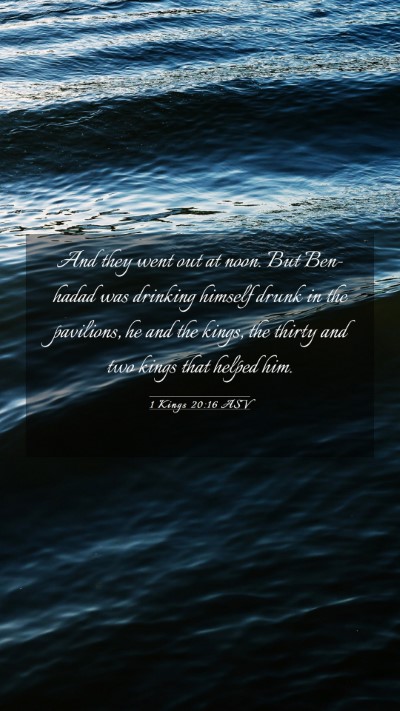 Picture 03 - 1 Kings 20:16 ASV Mobile Phone Wallpaper - And they went out at noon. But Ben-hadad was - Mobile Bible Verse Wallpaper