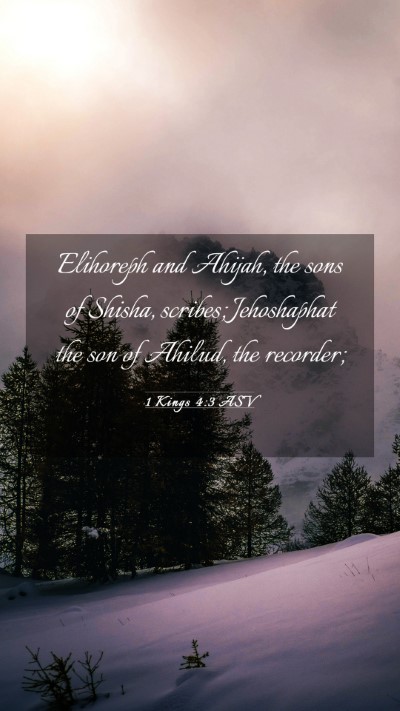 Picture 03 - 1 Kings 4:3 ASV Mobile Phone Wallpaper - Elihoreph and Ahijah, the sons of Shisha, - Mobile Bible Verse Wallpaper