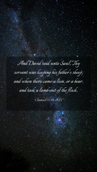 Picture 03 - 1 Samuel 17:34 ASV Mobile Phone Wallpaper - And David said unto Saul, Thy servant was keeping - Mobile Bible Verse Wallpaper