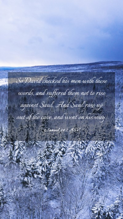 Picture 03 - 1 Samuel 24:7 ASV Mobile Phone Wallpaper - So David checked his men with these words, and - Mobile Bible Verse Wallpaper