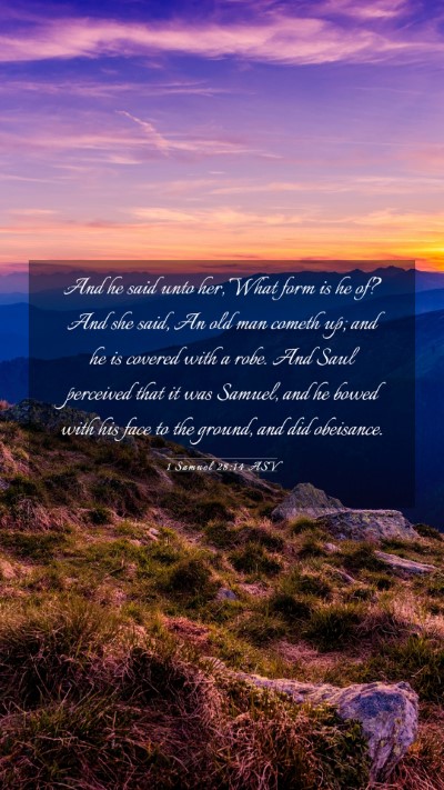 Picture 03 - 1 Samuel 28:14 ASV Mobile Phone Wallpaper - And he said unto her, What form is he of? And she - Mobile Bible Verse Wallpaper