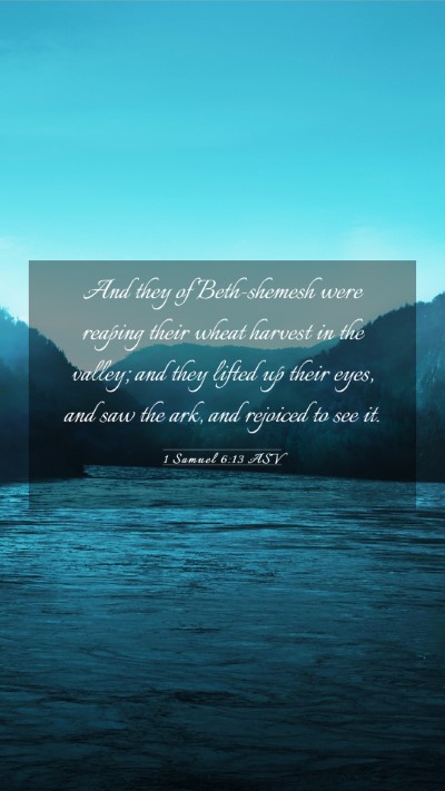 Picture 03 - 1 Samuel 6:13 ASV Mobile Phone Wallpaper - And they of Beth-shemesh were reaping their wheat - Mobile Bible Verse Wallpaper