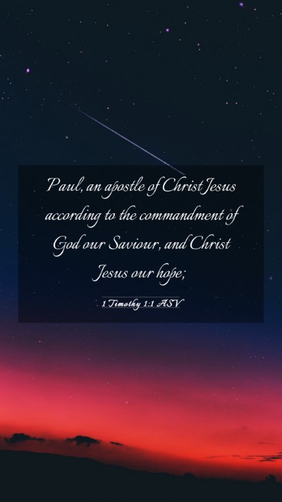 Picture 03 - 1 Timothy 1:1 ASV Mobile Phone Wallpaper - Paul, an apostle of Christ Jesus according to the - Mobile Bible Verse Wallpaper