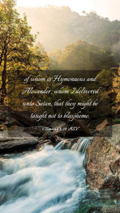 Picture 03 - 1 Timothy 1:20 ASV Mobile Phone Wallpaper - of whom is Hymenaeus and Alexander; whom I - Mobile Bible Verse Wallpaper