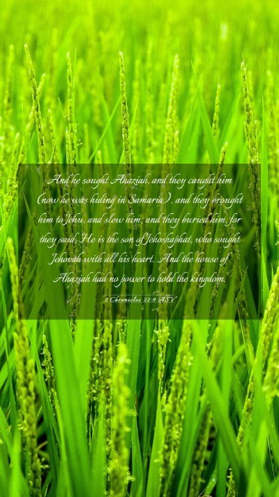 Picture 03 - 2 Chronicles 22:9 ASV Mobile Phone Wallpaper - And he sought Ahaziah, and they caught him (now - Mobile Bible Verse Wallpaper