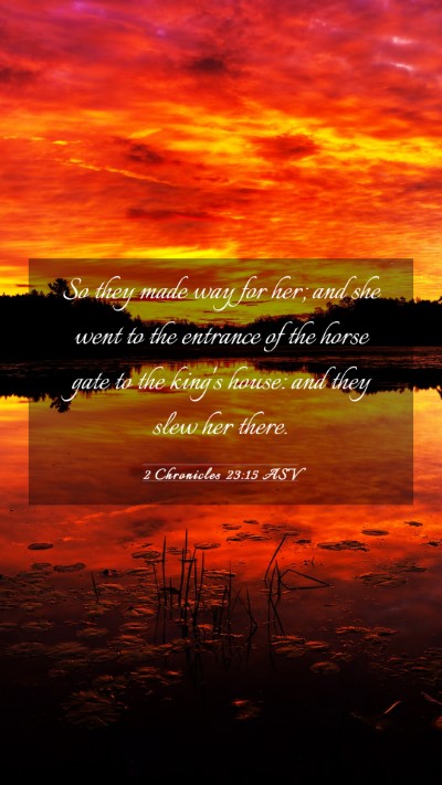 Picture 03 - 2 Chronicles 23:15 ASV Mobile Phone Wallpaper - So they made way for her; and she went to the - Mobile Bible Verse Wallpaper