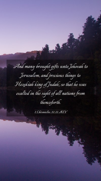 Picture 03 - 2 Chronicles 32:23 ASV Mobile Phone Wallpaper - And many brought gifts unto Jehovah to Jerusalem, - Mobile Bible Verse Wallpaper