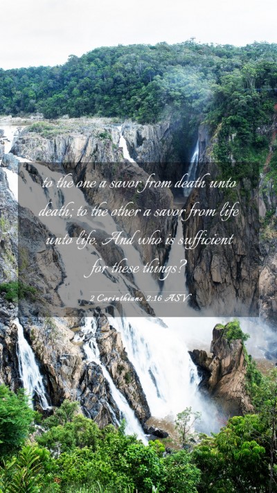 Picture 03 - 2 Corinthians 2:16 ASV Mobile Phone Wallpaper - to the one a savor from death unto death; to the - Mobile Bible Verse Wallpaper