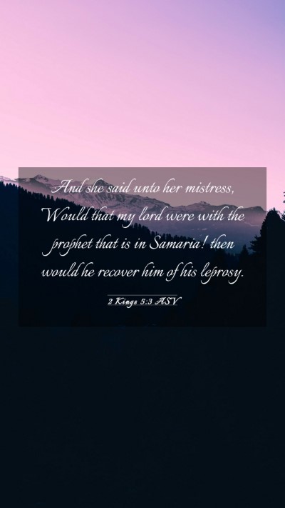 Picture 03 - 2 Kings 5:3 ASV Mobile Phone Wallpaper - And she said unto her mistress, Would that my - Mobile Bible Verse Wallpaper