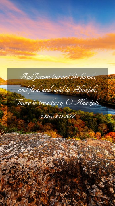 Picture 03 - 2 Kings 9:23 ASV Mobile Phone Wallpaper - And Joram turned his hands, and fled, and said to - Mobile Bible Verse Wallpaper