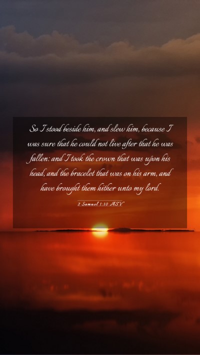 Picture 03 - 2 Samuel 1:10 ASV Mobile Phone Wallpaper - So I stood beside him, and slew him, because I - Mobile Bible Verse Wallpaper
