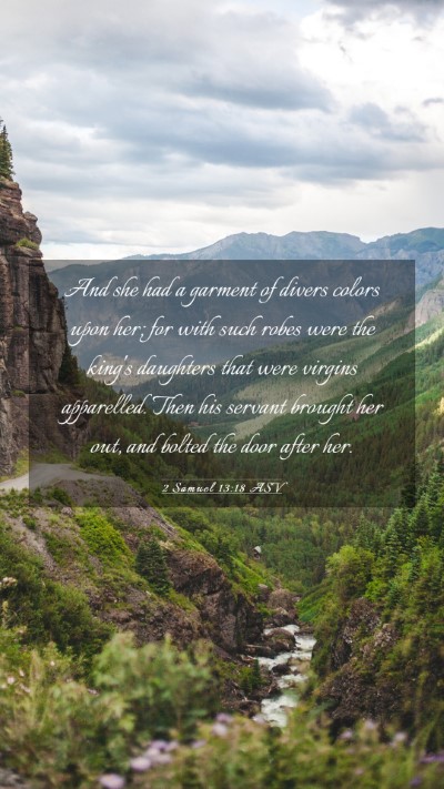 Picture 03 - 2 Samuel 13:18 ASV Mobile Phone Wallpaper - And she had a garment of divers colors upon her; - Mobile Bible Verse Wallpaper