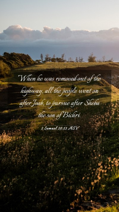 Picture 03 - 2 Samuel 20:13 ASV Mobile Phone Wallpaper - When he was removed out of the highway, all the - Mobile Bible Verse Wallpaper