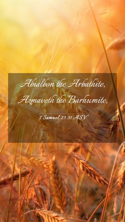 Picture 03 - 2 Samuel 23:31 ASV Mobile Phone Wallpaper - Abialbon the Arbathite, Azmaveth the - Mobile Bible Verse Wallpaper