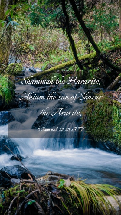 Picture 03 - 2 Samuel 23:33 ASV Mobile Phone Wallpaper - Shammah the Hararite, Ahiam the son of Sharar the - Mobile Bible Verse Wallpaper