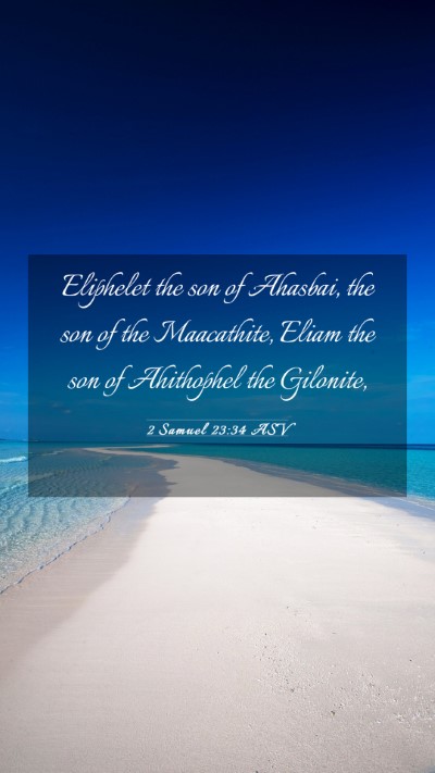 Picture 03 - 2 Samuel 23:34 ASV Mobile Phone Wallpaper - Eliphelet the son of Ahasbai, the son of the - Mobile Bible Verse Wallpaper