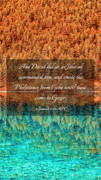 Picture 03 - 2 Samuel 5:25 ASV Mobile Phone Wallpaper - And David did so, as Jehovah commanded him, and - Mobile Bible Verse Wallpaper