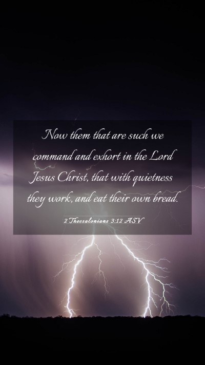 Picture 03 - 2 Thessalonians 3:12 ASV Mobile Phone Wallpaper - Now them that are such we command and exhort in - Mobile Bible Verse Wallpaper